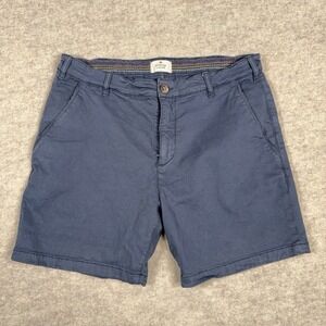 Marine Layer Shorts Mens 34 Navy Washed Stretch Twill Chino Casual 6.5" Inseam